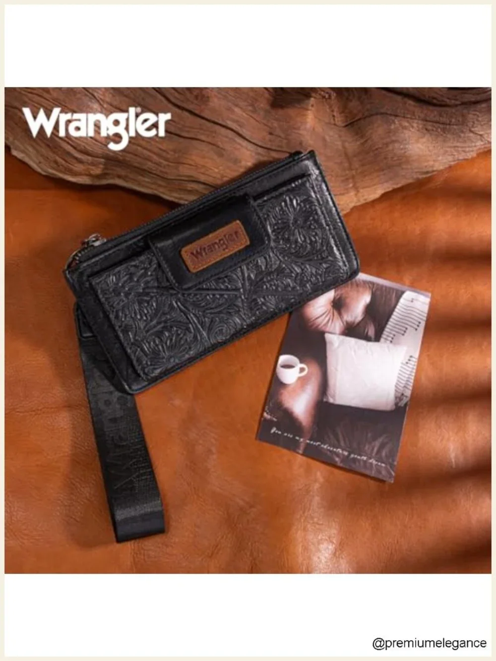 Western Wristlet Wallet with RFID Blocking, Faux Leather, 10 Card Slots
